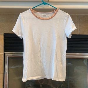 Madewell rainbow collar white T-shirt, size small